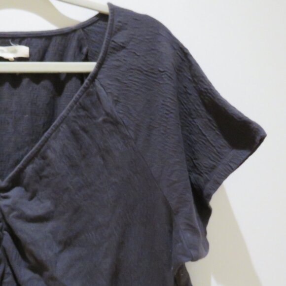 MADEWELL Knit Lightspun Ruched-Front Crop Top in Black Coal Casual Minimalist - Picture 5 of 10